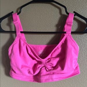 Handful Pink Ruched Sports Bra Large